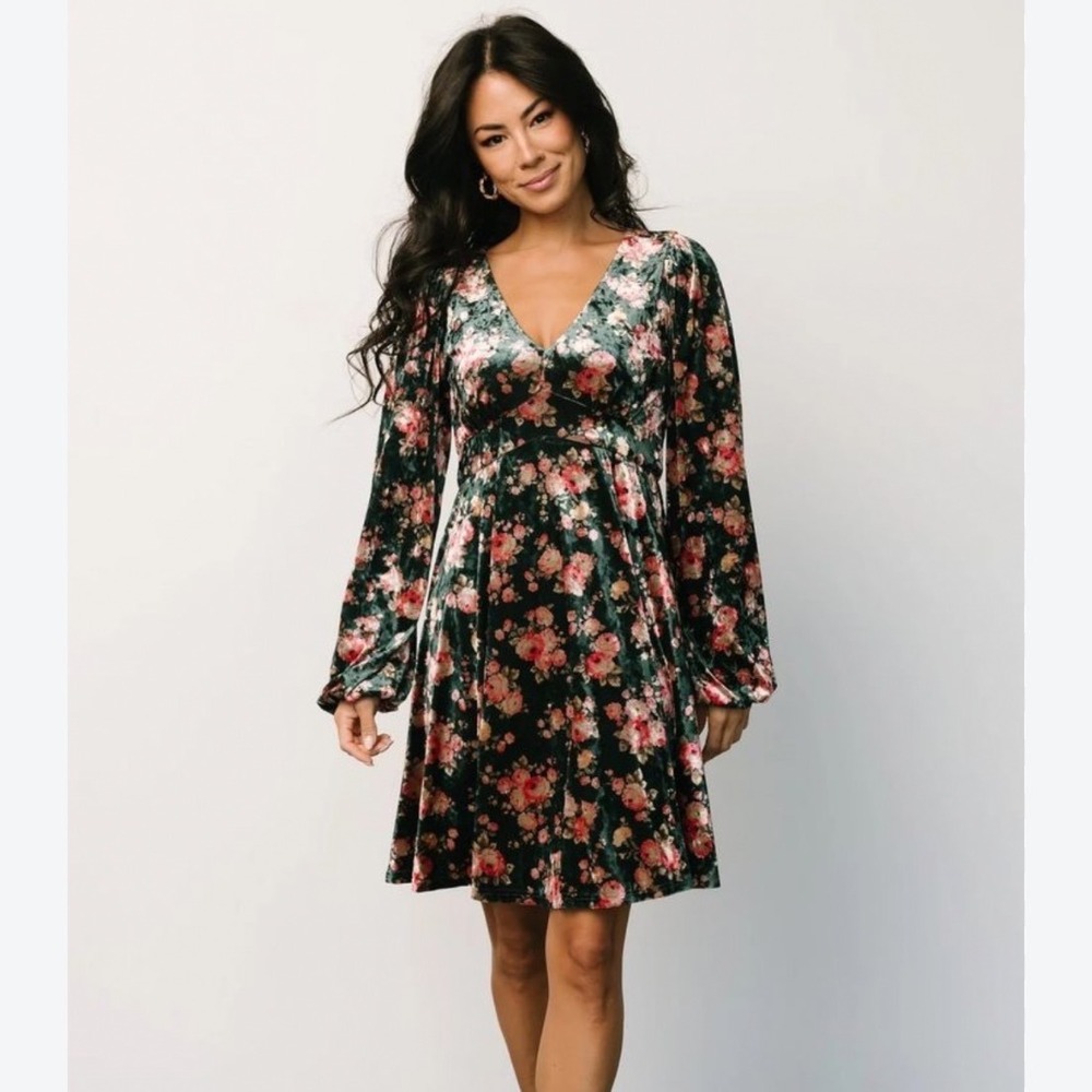 Baltic Born Teri Velvet Short Dress Forest Multi Medium NWT